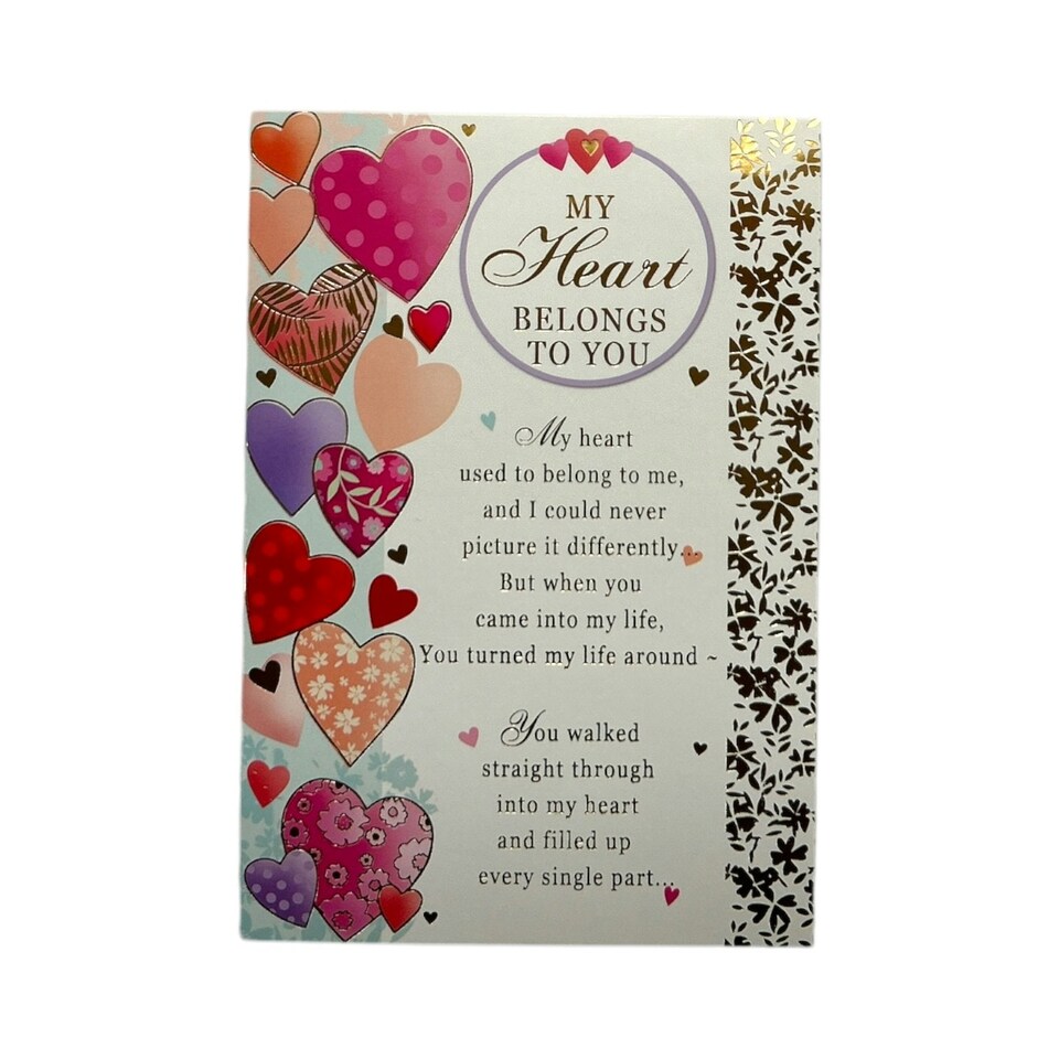 My Heart Belongs To You Colourful Hearts Design Greeting Card - Tesco ...