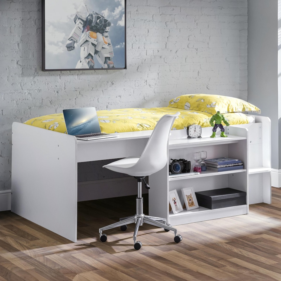 image 1 of Neptune 90cm Single White Midsleeper Cabin Bed with Desk