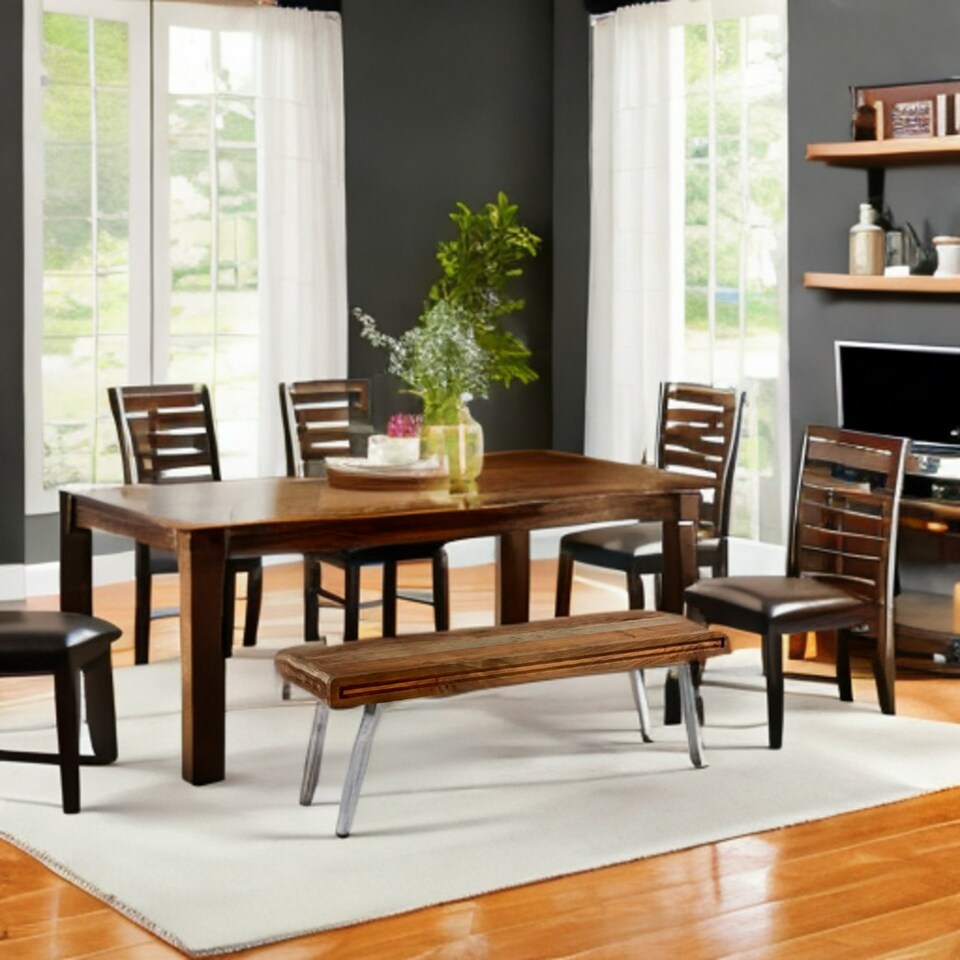 image 1 of Aaron Wood and Metal Dining Bench