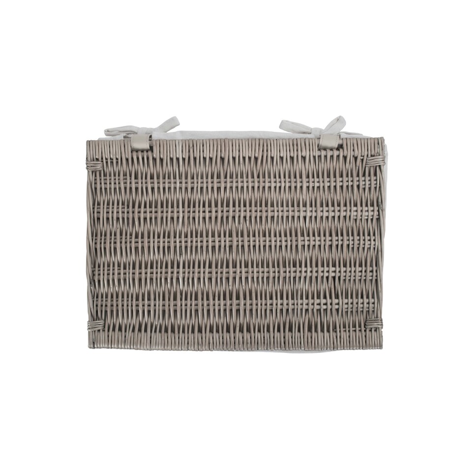 image 1 of Antique Wash Cotton Lined Wicker Storage Basket Brown | Brown | M