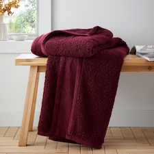 Catherine Lansfield So Soft Velvet Boucle Blanket Throw | Red | Damson