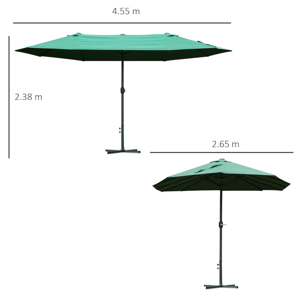 image 1 of Outsunny 4.6M Garden Patio Umbrella Canopy Parasol Sun Shade w/ Base Off White