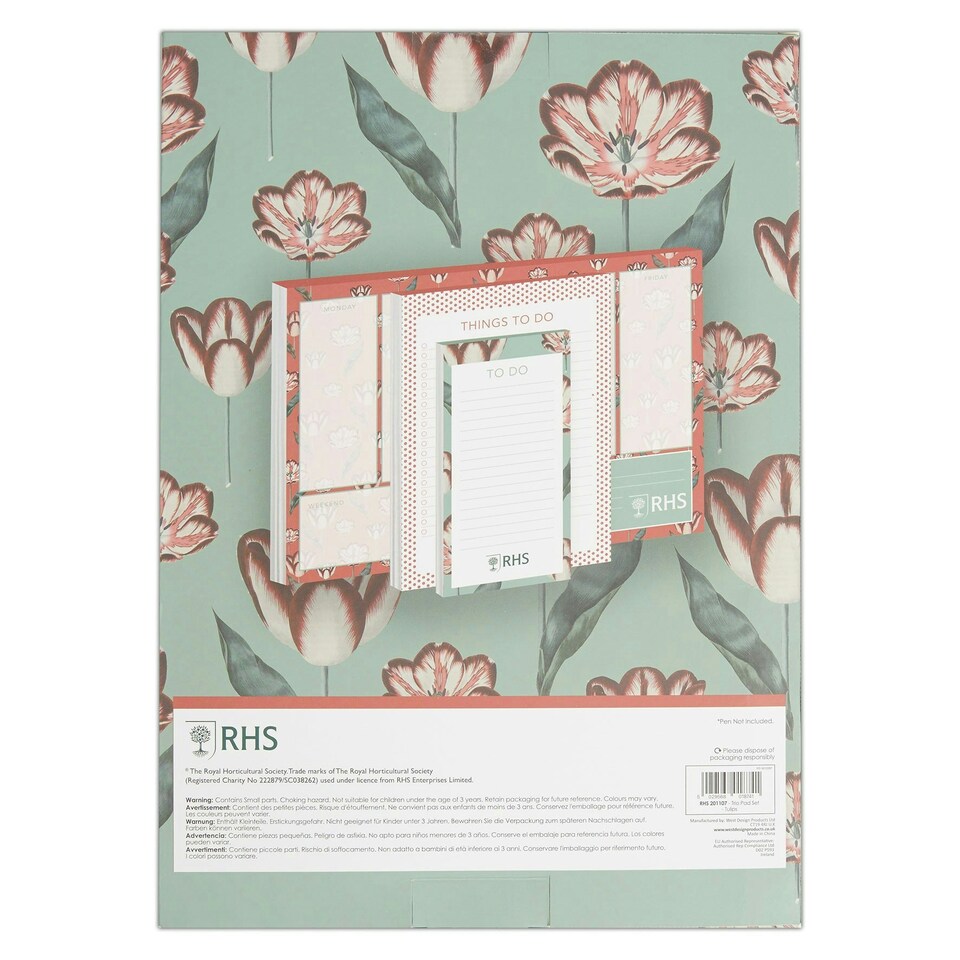image 1 of RHS Set of Pads 60 Sheets, 75gsm, Tulips, Multicoloured, Pack of 3
