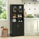 image 4 of COSTWAY Tall Bathroom Cabinet Floor Storage Cabinet Black