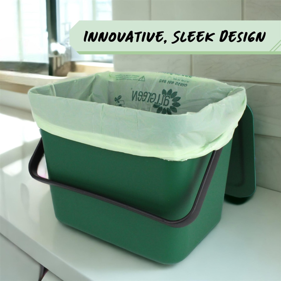 image 1 of 5L Silver Plastic Kitchen Compost Caddy/Food Bin for Food Waste Recycling