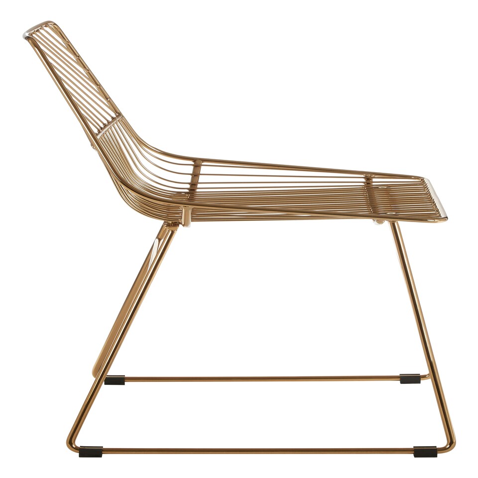 image 1 of Interioirs by Premier Small Gold Metal Wire Chair, Sturdy Metal Chair for Kitchen, Outdoor Tapered Metal Chair for Patio, Lawn