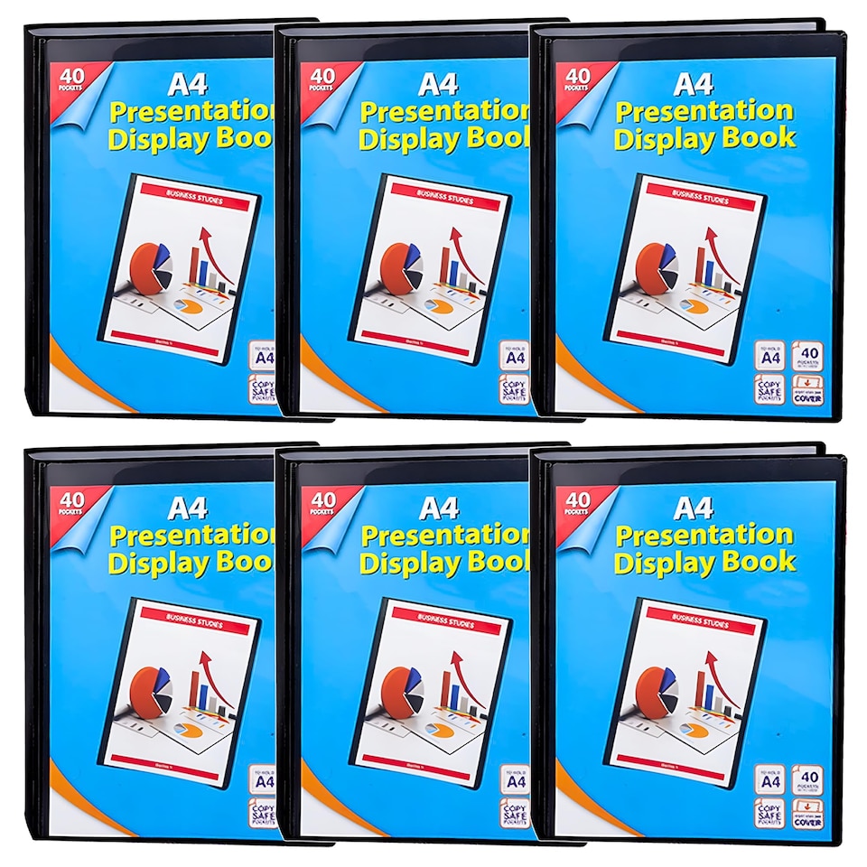 image 1 of KAV A4 Display Presentation Book - 40 Pockets, 80 Views - Acid Free Copy Safe Durable PP Material Polly Pocket Folder Pack of 6