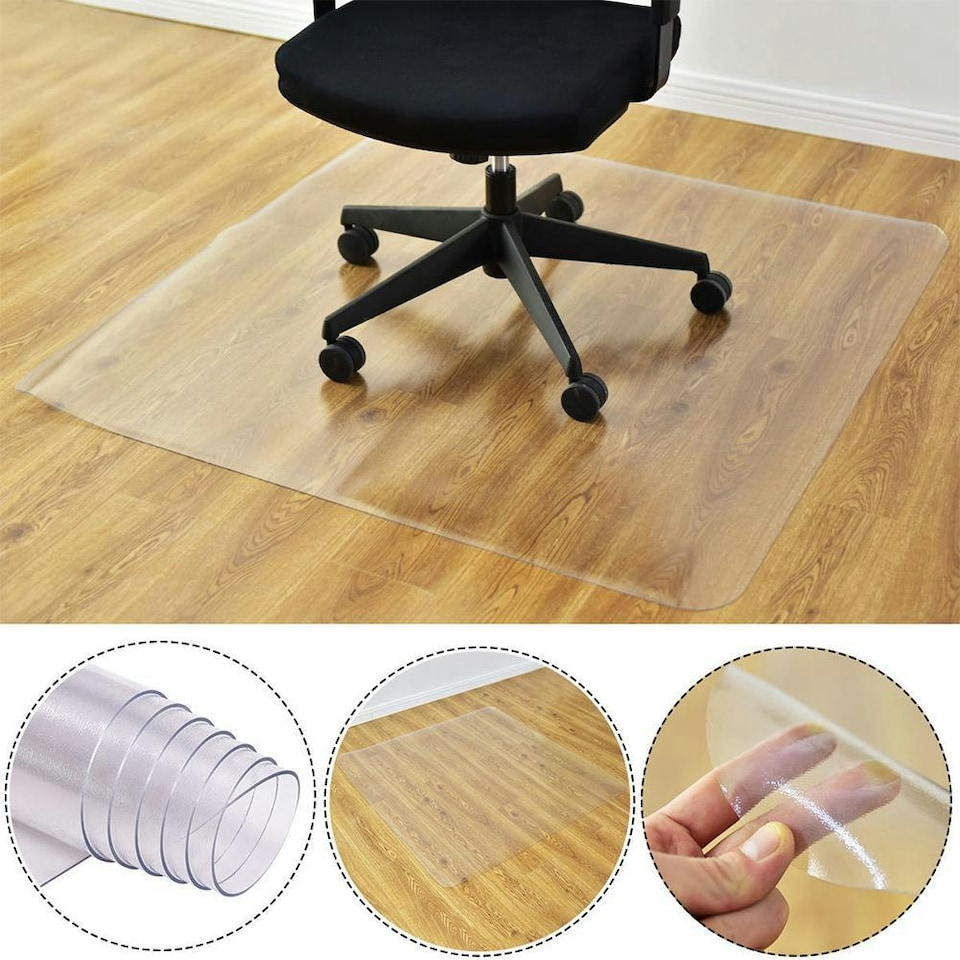 image 1 of Living and Home PVC Clear Rectangle Non-Slip Chair Mat Floor Carpet Floor Protector, 0.15cm H