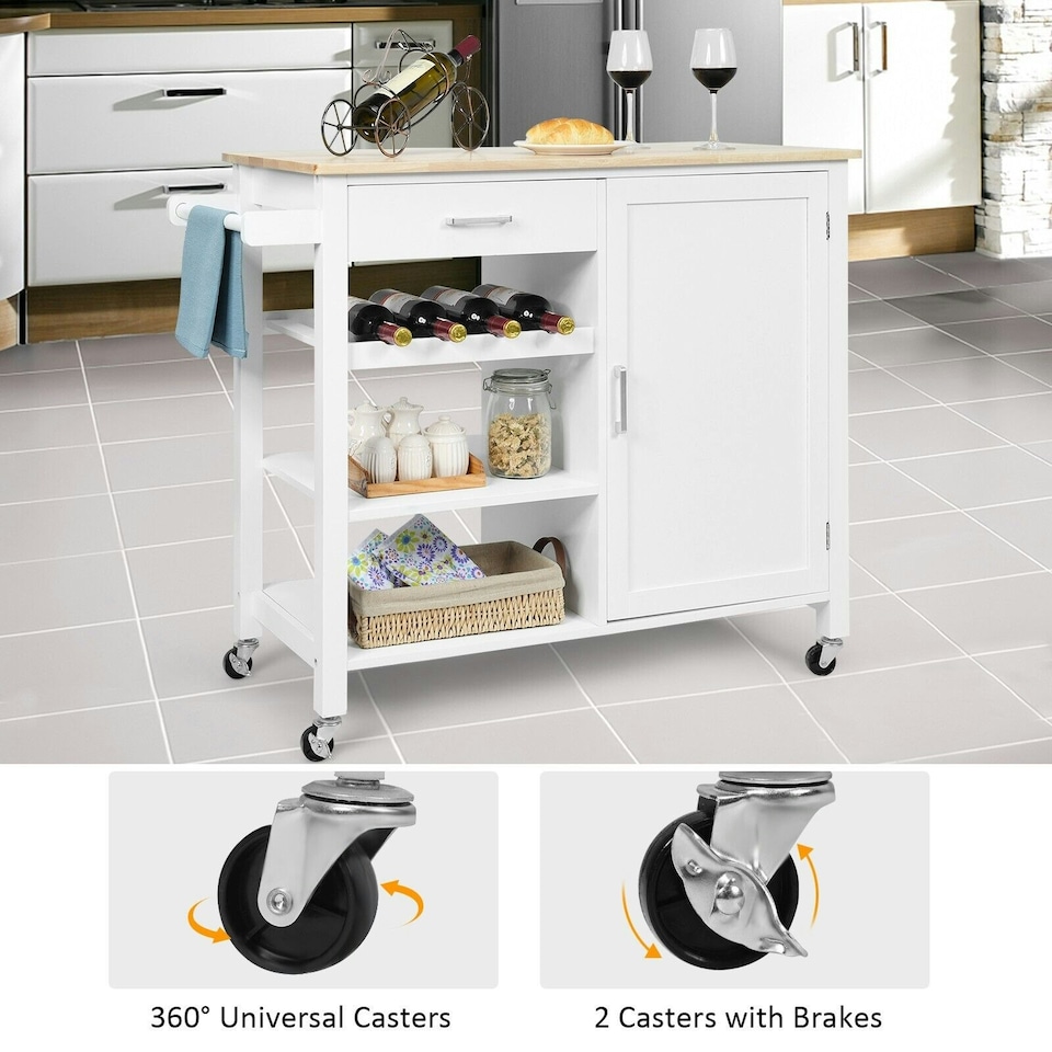 image 1 of COSTWYA Kitchen Island Storage Trolley Rolling Cart