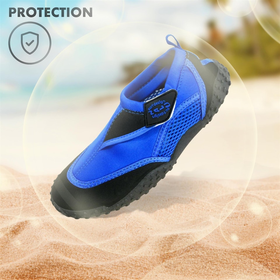 image 1 of GEEZY Aqua Water Shoes, Unisex, Beach Surfing - Blue & Black, UK Adult 9