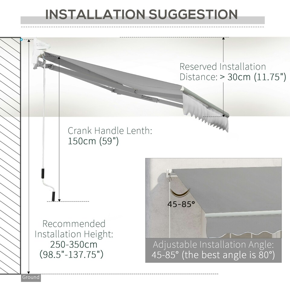 image 1 of Outsunny Retractable Awning for Door & Window Garden Shelter Canopy 3 x 2m 