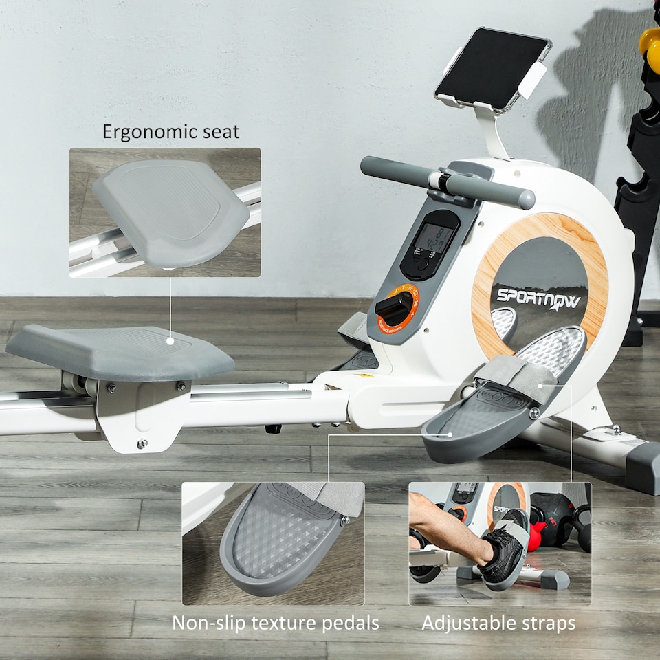 image 1 of SPORTNOW 16-Level Magnetic Rowing Machine with LCD Monitor, Black