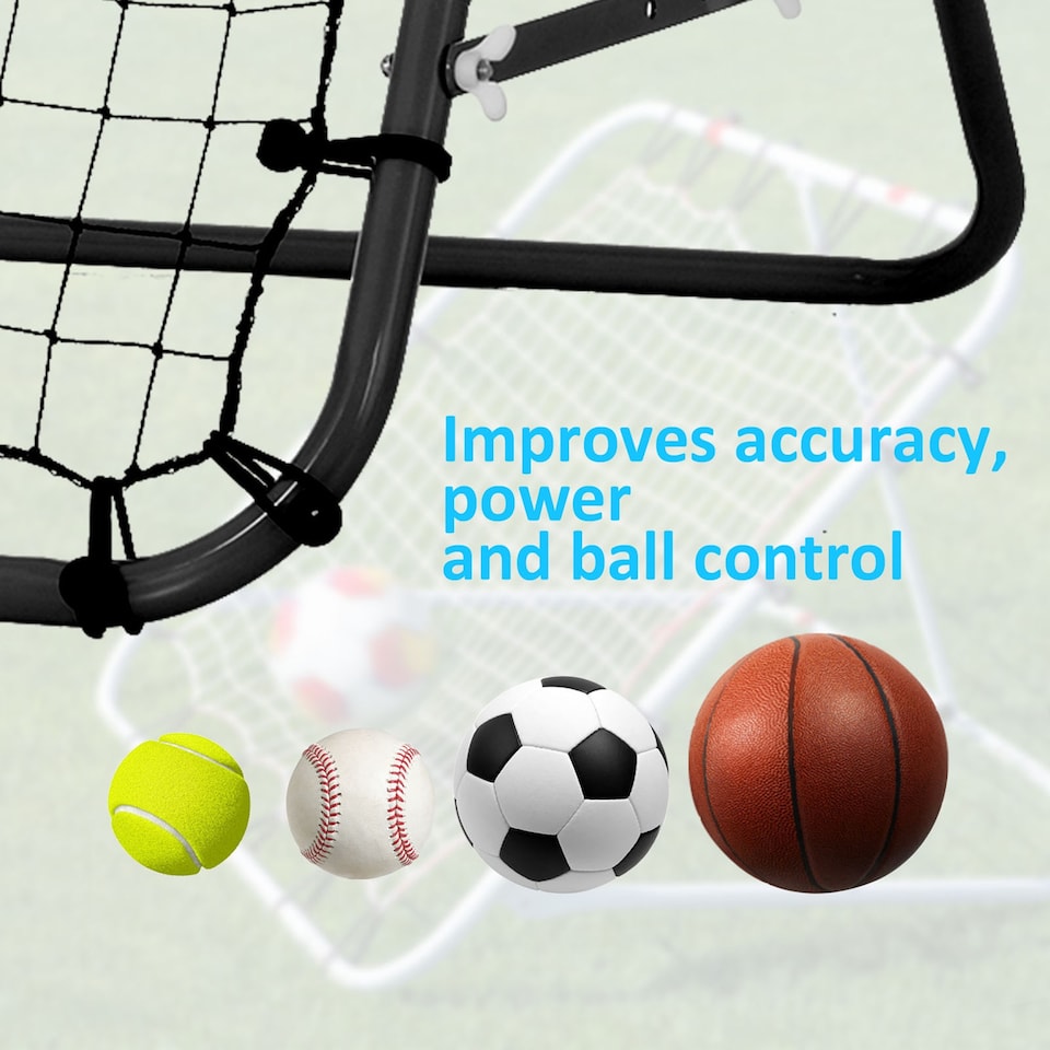 image 1 of HOMCOM Rebounder Net Kids Adults Football Training Aid Adjustable Black