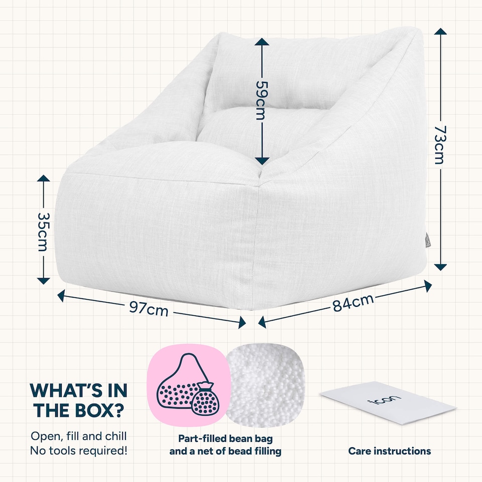 image 1 of Natalia Outdoor Woven Adults Bean Bag Armchair, Ready Filled Large Beanbag Grey | Grey | Grey | M | 1