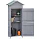 image 1 of Outsunny Wooden Garden Storage Shed Utility Gardener Cabinet w 3 Shelves, Tiltedfelt Roof and Two Lockable Doors, 79cm x 49cm x 191.5cm, Dark Grey
