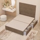 image 2 of Divan Bed Base with 2 Drawers & Plain Floor Standing Headboard Plush Velvet | Brown | Beige