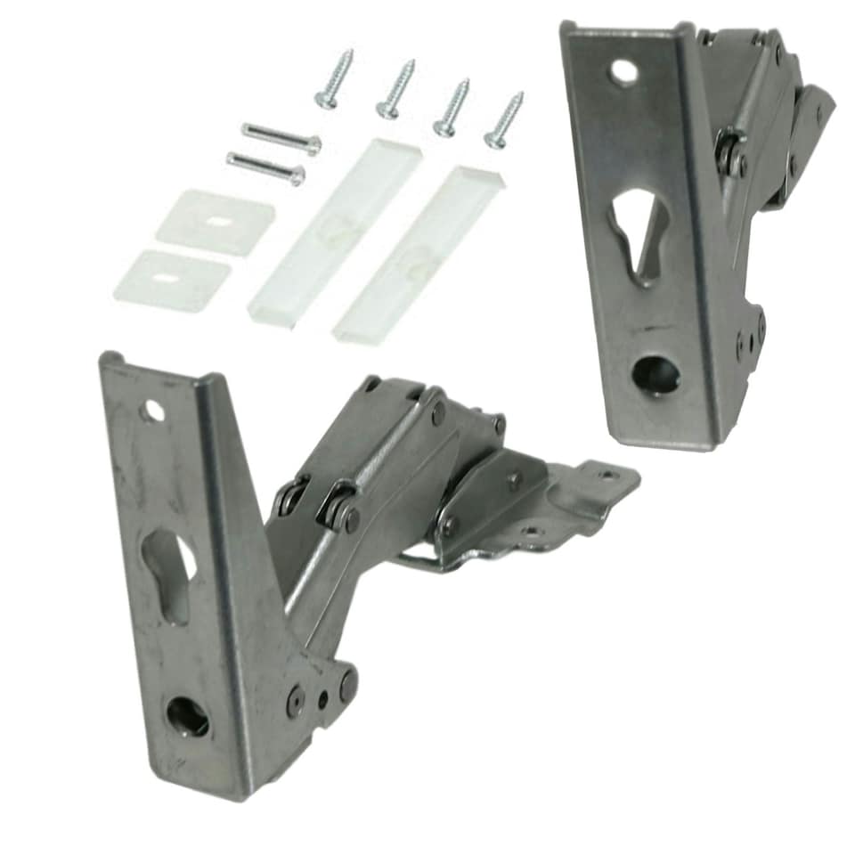 image 1 of SPARES2GO Integrated Hinges compatible with IKEA CDA Caple Tecnik Fridge Freezer Door Hinge 3905 3362 3363 5.0 41,5 Silver