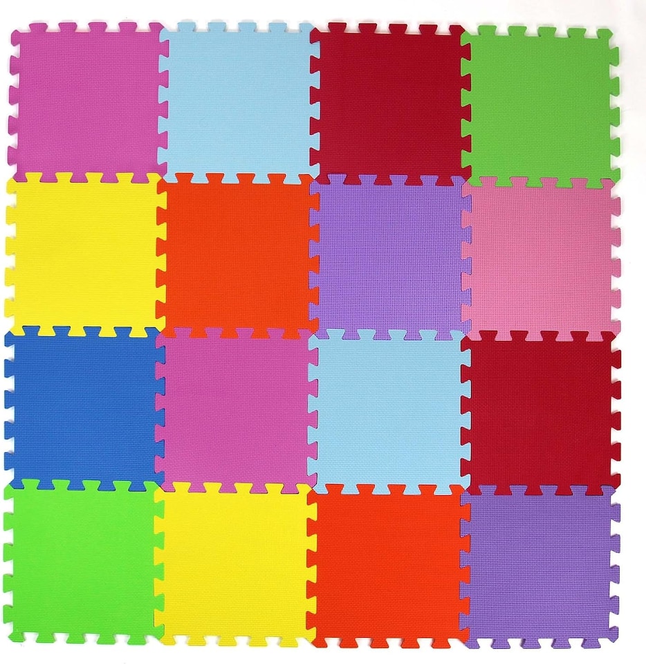 image 1 of Actiasmat - Interlocking Play Mats | 18 Multi-Coloured EVA Foam Tiles | 31.5 x 31.5cm | Soft, Safe, Non-Toxic Baby & Toddler Flooring.