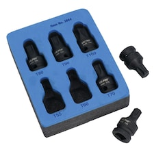 1/2in Drive Male Torx Star Impacted Impact Shallow Sockets T55 - T100 6pc