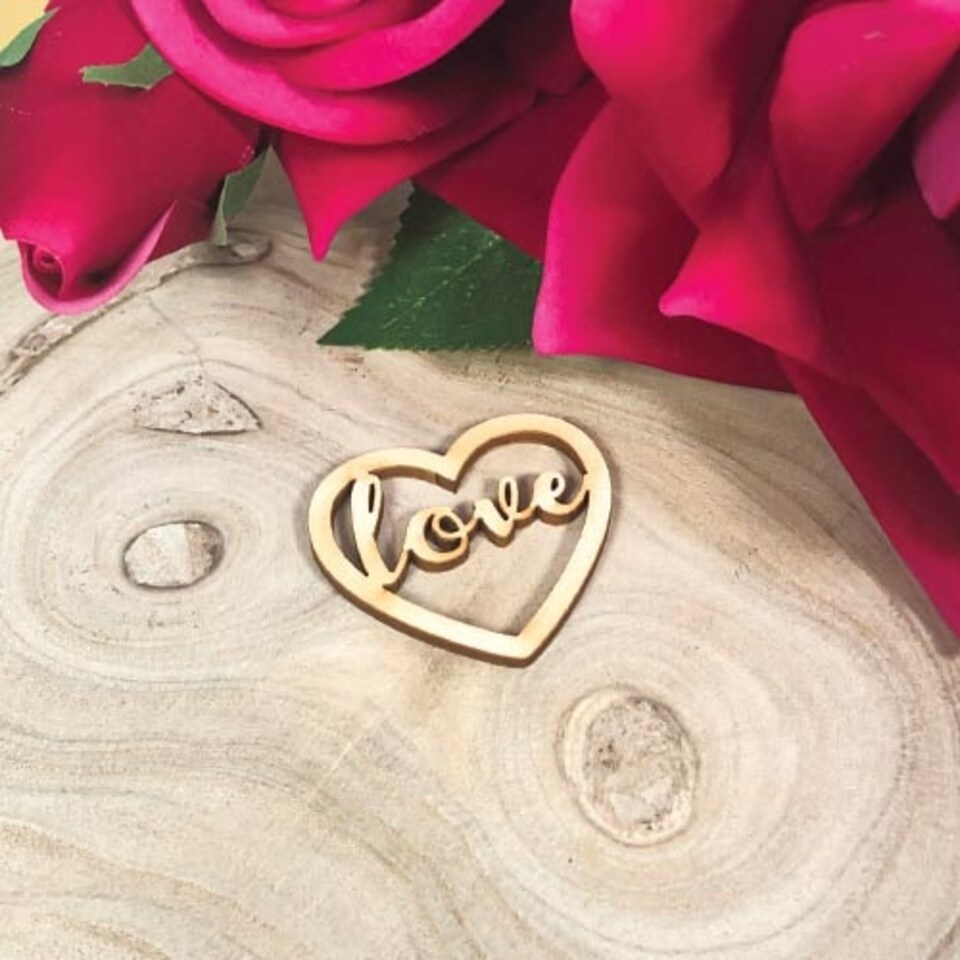 image 1 of Wooden Love Script Table Confetti 4cm - Pack of 12