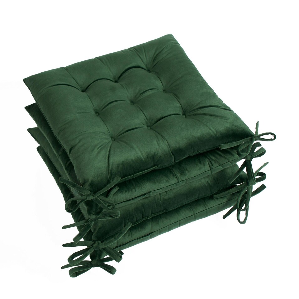 OHS 4 x Matte Velvet Tie Indoor Chair Cushion Seat Pads, 40x40cm