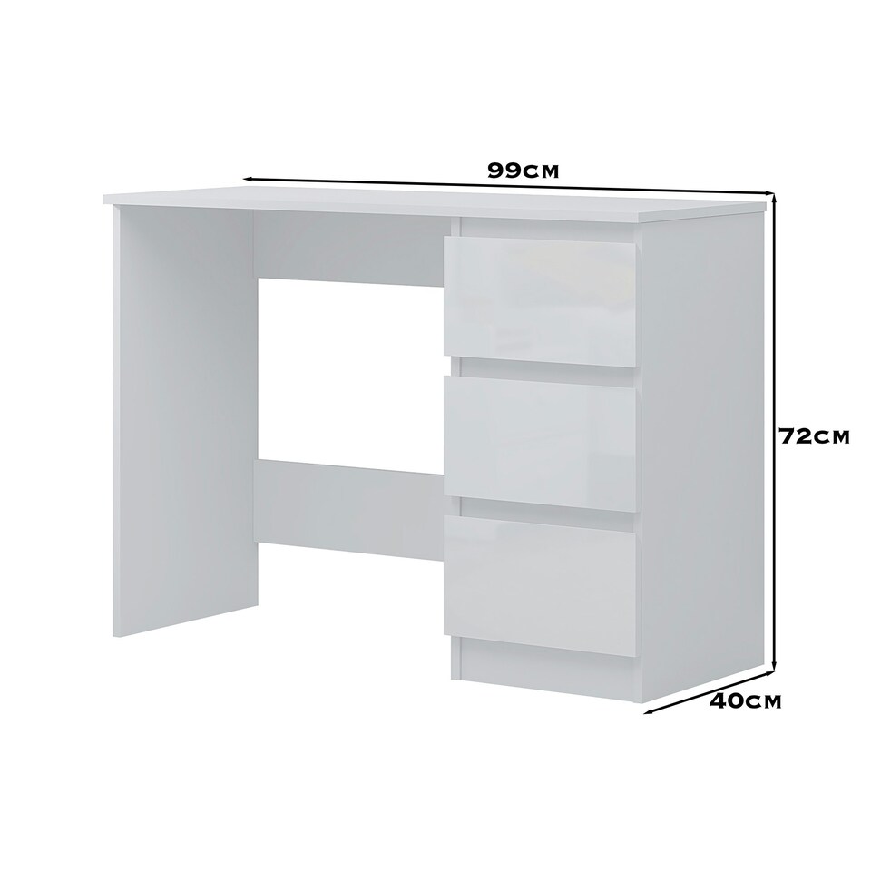 image 1 of FWStyle Stora 3 Drawer Dressing Table - White Gloss Front White