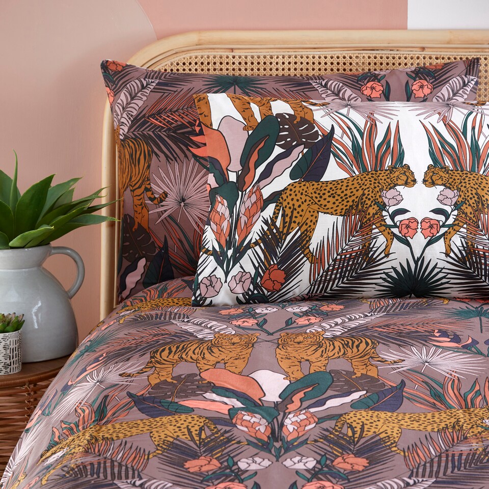 image 1 of Furn Kaihalulu Jungle Reversible Duvet Cover Set | Brown | Cocoaberry | Double | 1