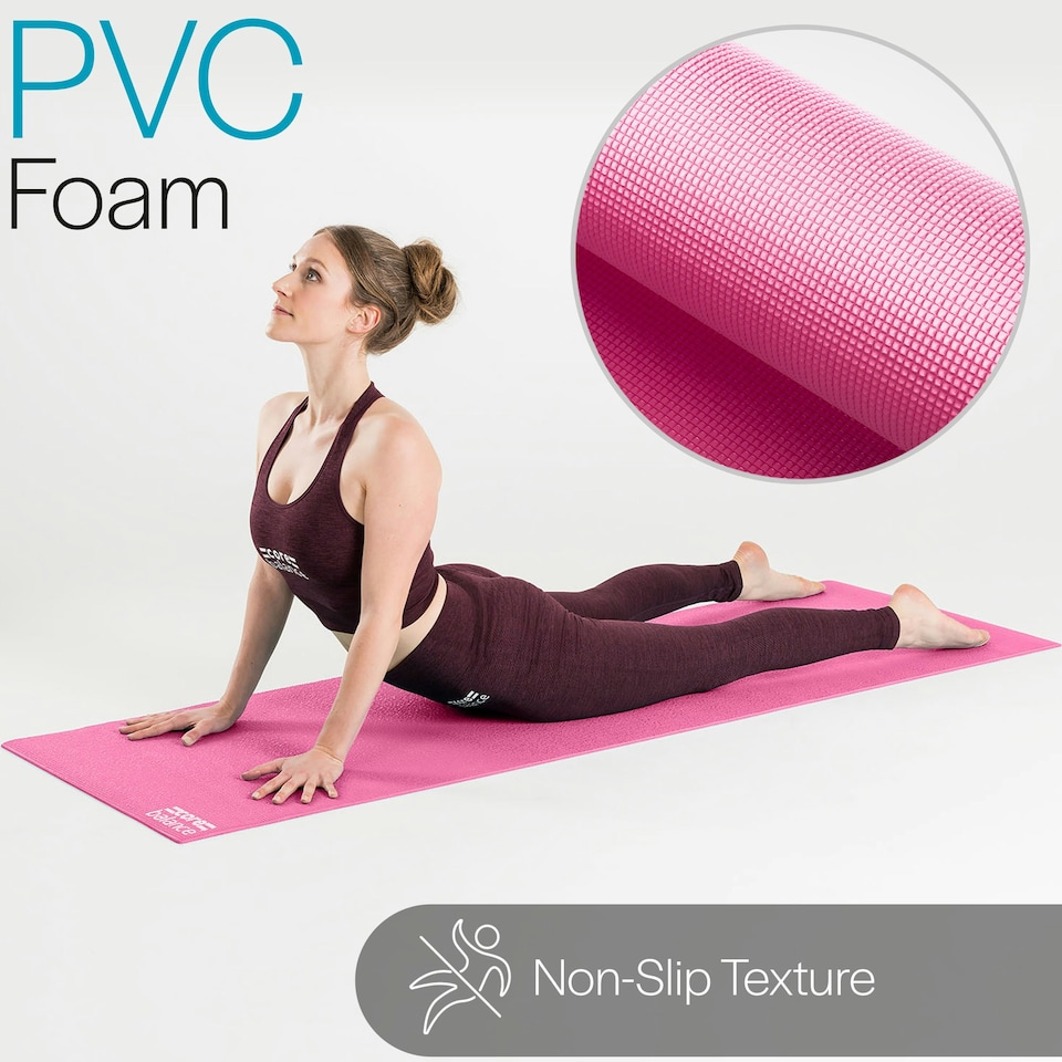 image 1 of Non Slip Yoga Mat (6mm Thick) - Pink