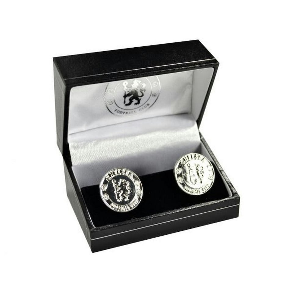 image 1 of Chelsea FC Crest Silver Plated Boxed Cufflinks - Silver - One Size