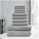 image 2 of VELVETIO 10 Piece Towel Bale Set Toronto Stripe Pattern - 100% Cotton, 450 GSM Silver