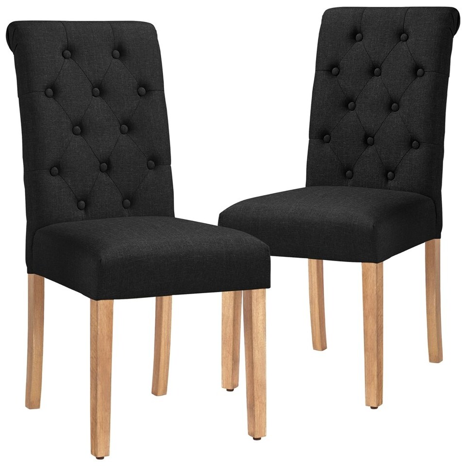 image 1 of Yaheetech Set of 2 Classic PU Leather Dining Chairs Black