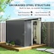 image 3 of Outsunny 7 x 5FT Galvanised Metal Garden Shed with Foundation, Lean to Shed, Tool Storage House with Sliding Doors, 2 Vents, Adjustable Shelves and Hooks, Dark Grey | Grey | 1