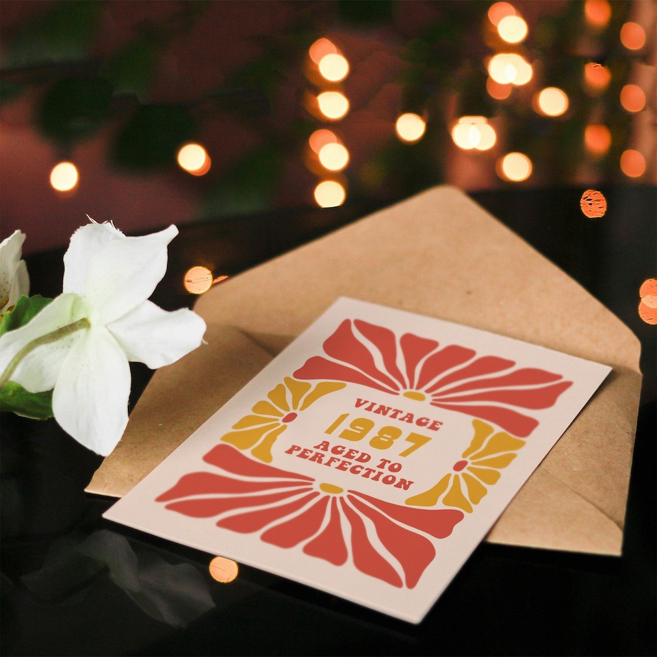 image 1 of Vintage Retro For Her Flower 60s Born 1987 Aged 38 Years Old 38th Birthday Card
