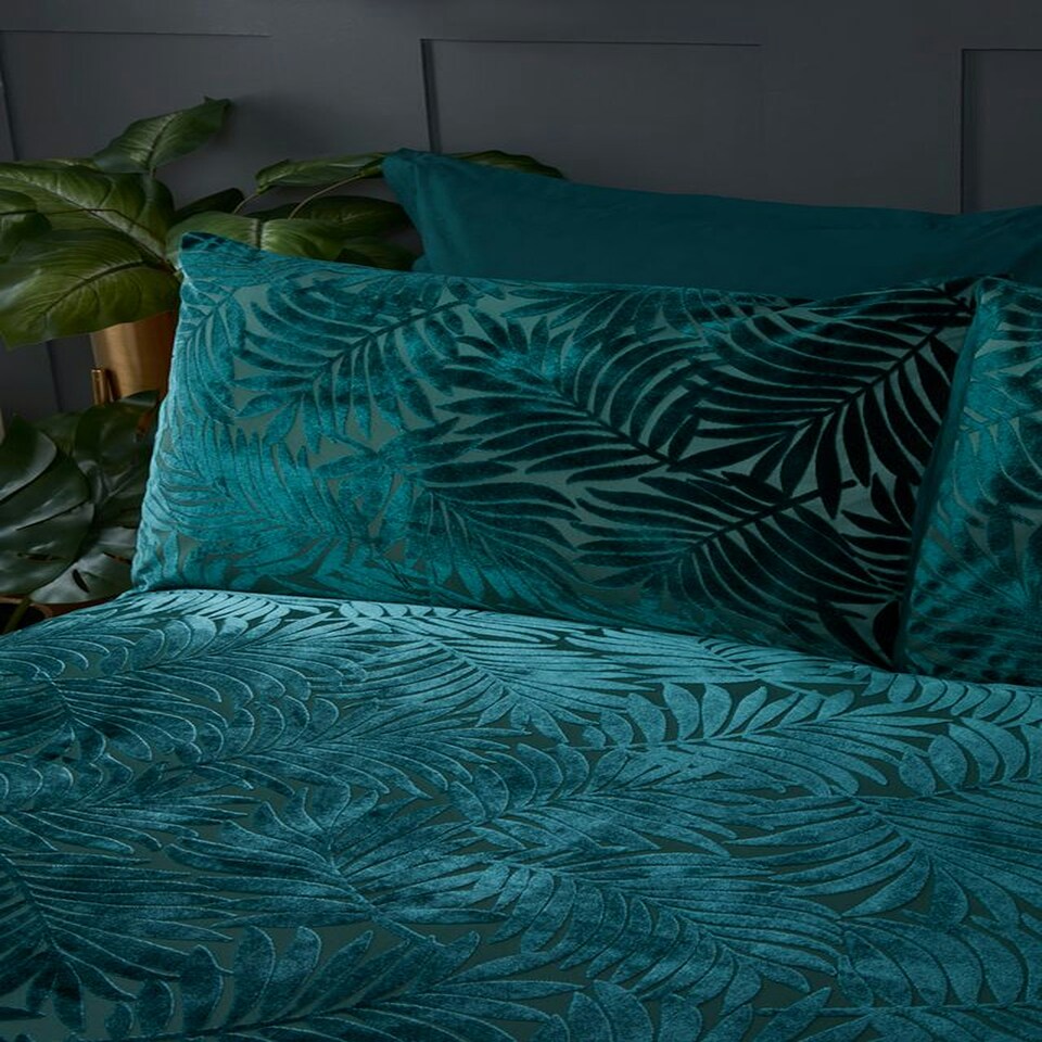 image 1 of Paloma Floral Cotton Duvet Cover Set with Pillowcase Green | Single