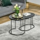 image 2 of HOMCOM Modern Coffee Table Set of 2, Nest of Tables with Steel Frame and Faux Marble Tabletop, Side Tables for Living Room Bedroom, Black