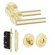 image 1 of Golden Grace Straight T-Bar Design Bathroom Door Handles in Satin Brass Thumbturn and Mortise Lock Set Grey