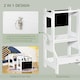 image 3 of HOMCOM 2 in 1 Kids Kitchen Step Stool Helper with Safety Rail | White