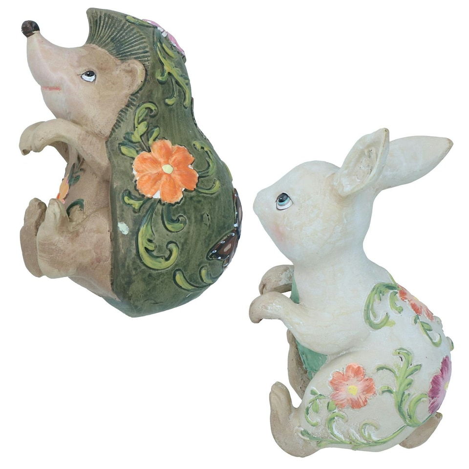 image 1 of Hedgehog & Rabbit Plant Pot Hanger Garden Home Yard Ornament Statue Vase