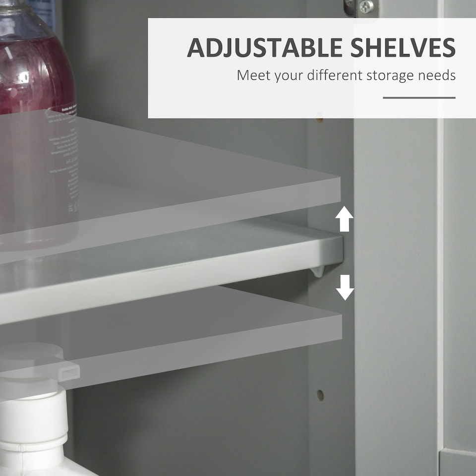 image 1 of kleankin Bathroom Cabinet, Freestanding Floor Cabinet with Storage, Grey Grey