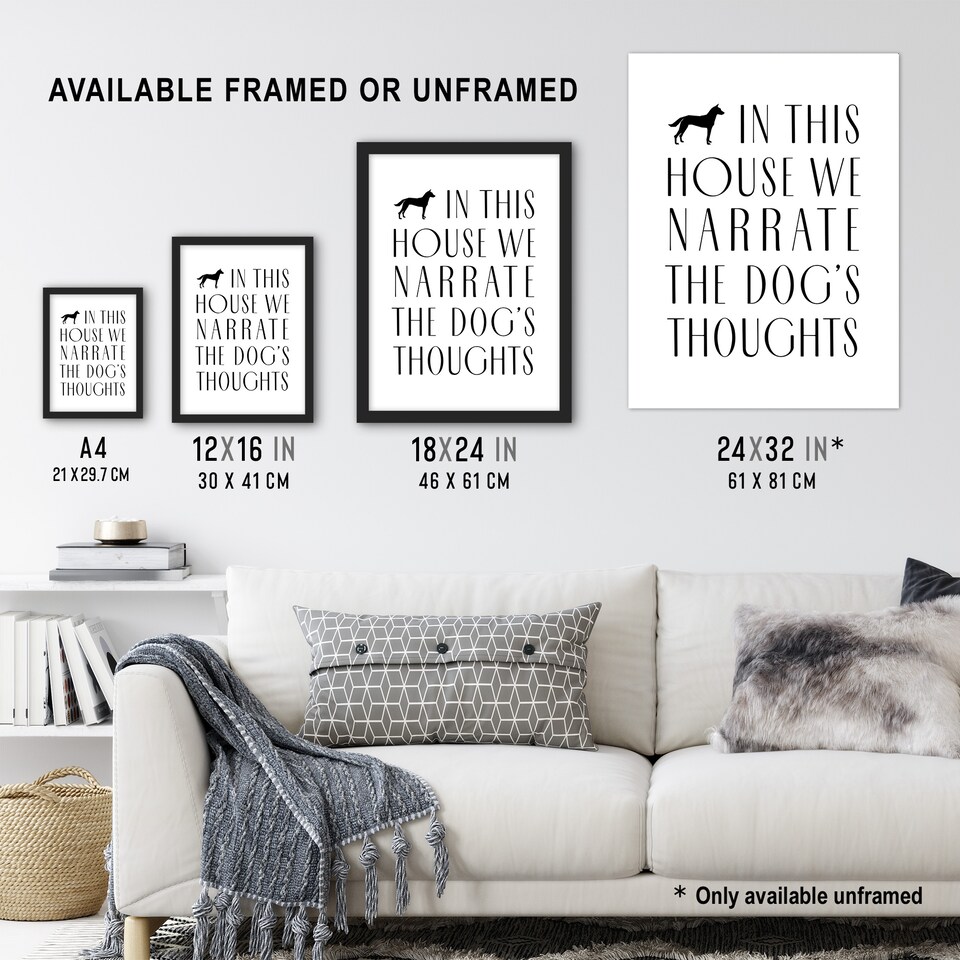 image 1 of In This House We Narrate Dog Thoughts Funny Wall Art Print 12x16 In