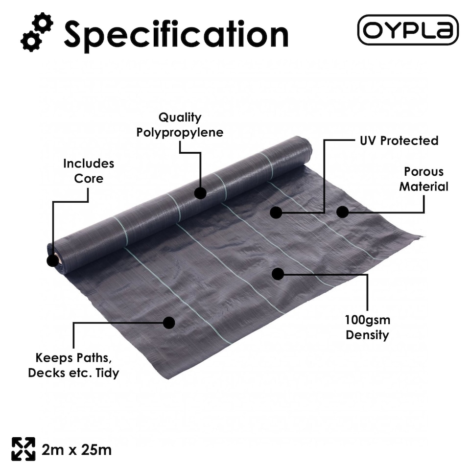image 1 of 2m x 25m Heavy Duty Weed Control Ground Cover Membrane Sheet