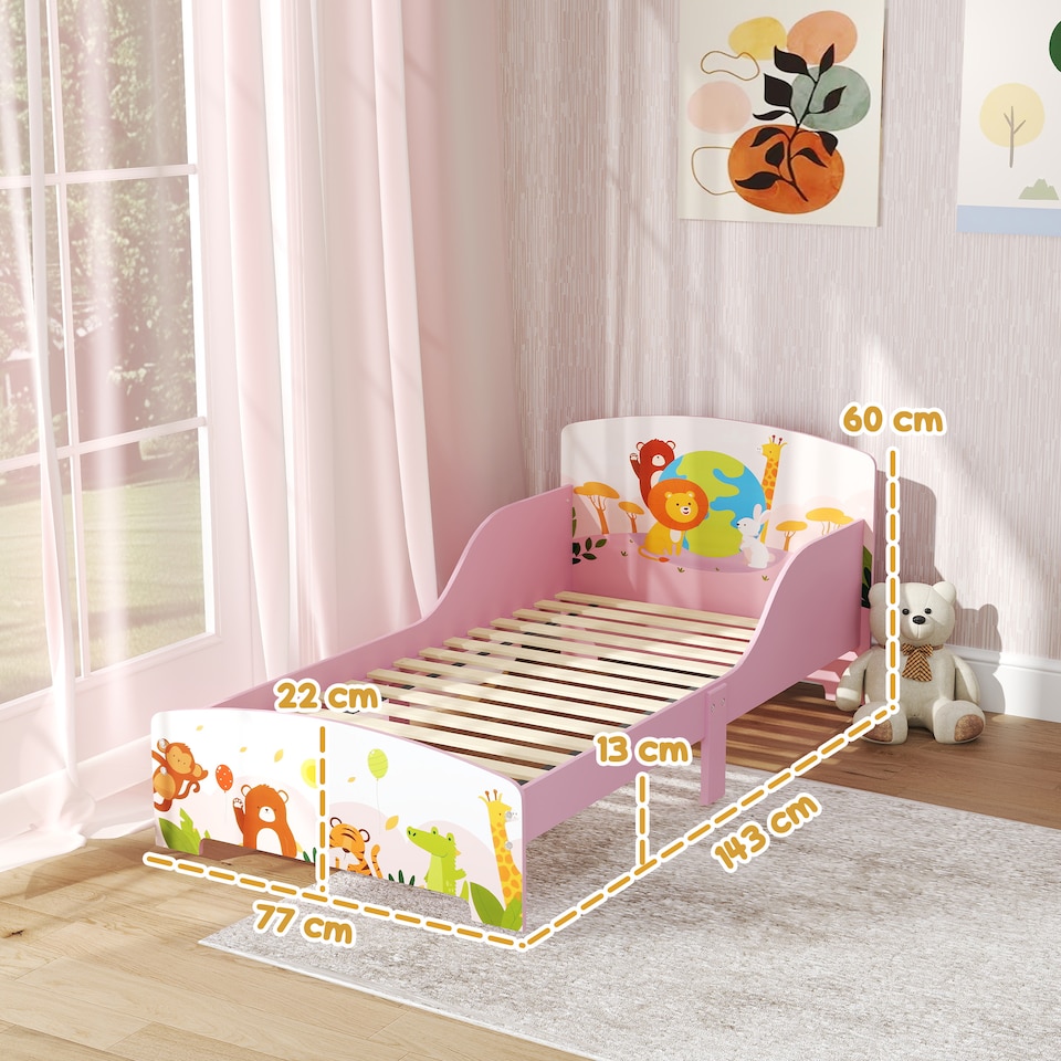 image 1 of AIYAPLAY Toddler Bed, Cute Animal-Themed Kids Bed Frame, 143 x 77 x 60cm