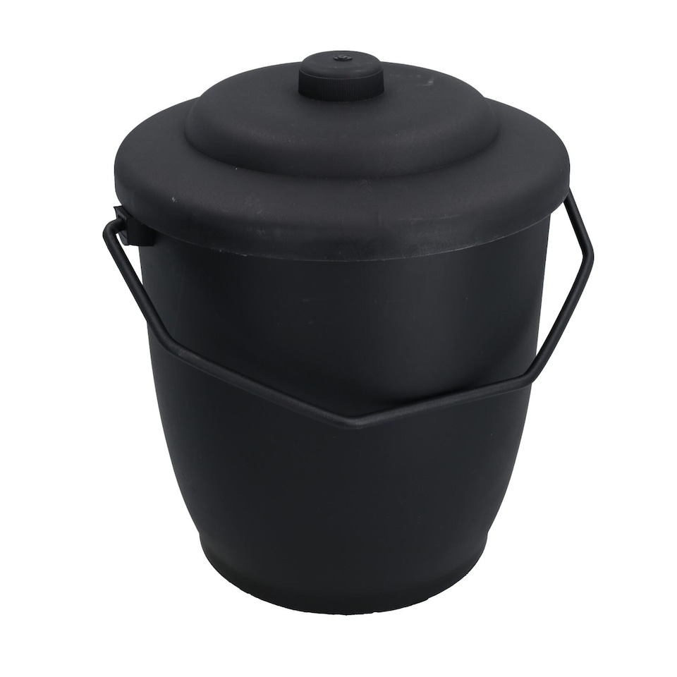 image 1 of Coal Bucket & Lid Black Plastic Ash Tidy Bin Coal Carrier Fire Log Burner Kindling