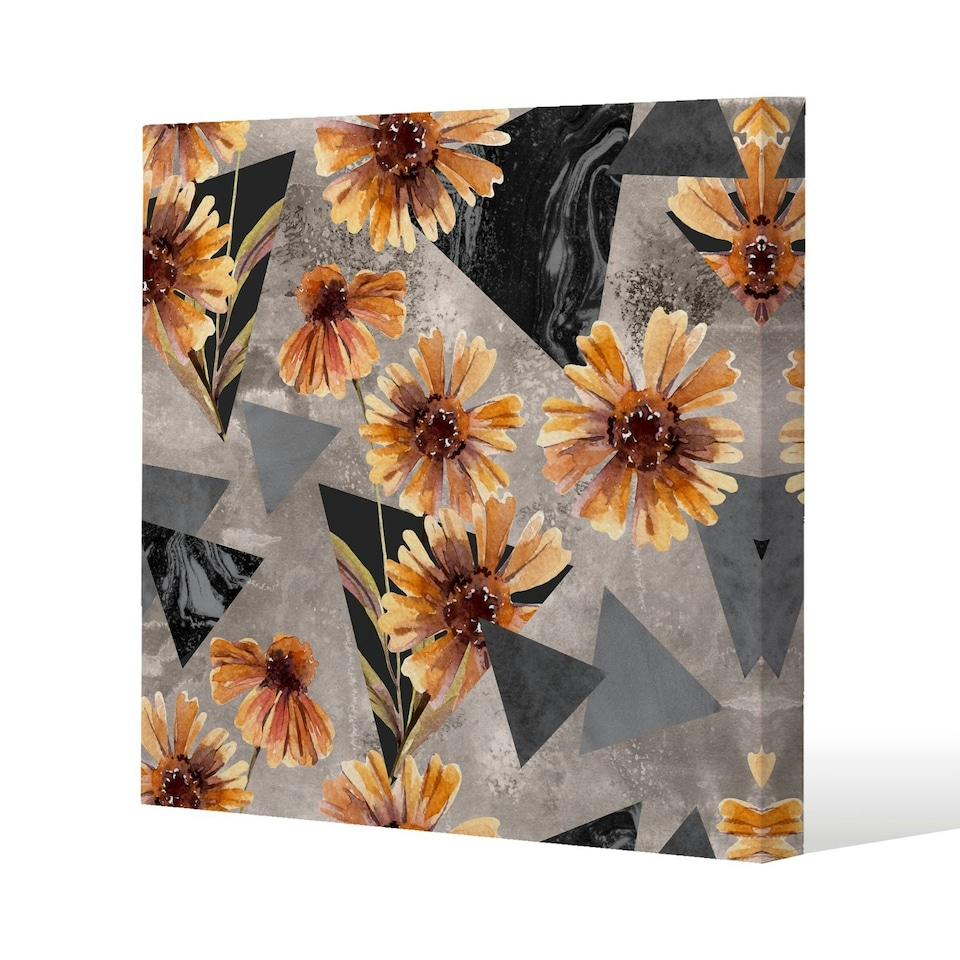 image 1 of Geometric floral shapes (Canvas Print) 127 x 127 x 4cm