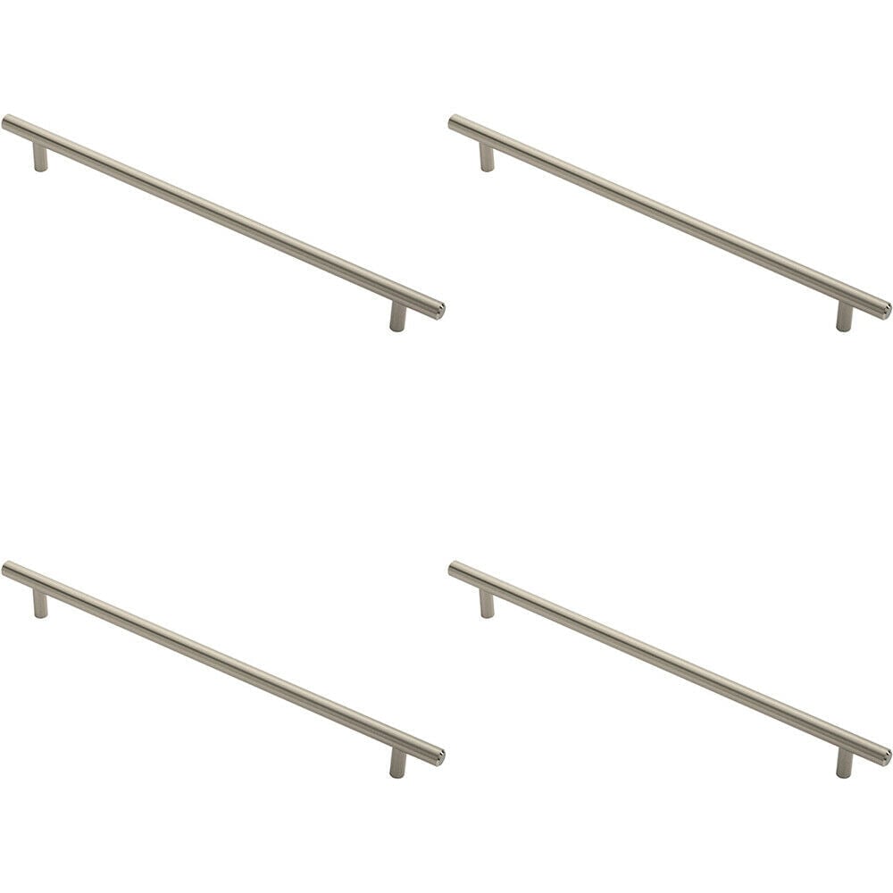 Loops 4x Round T Bar Cabinet Pull Handle 348 x 12mm 288mm Fixing Centres Satin Nickel in Metallics