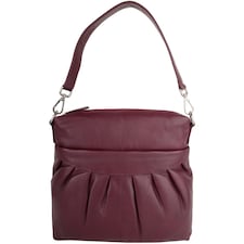 Soft Leather Ruched Detail Detachable Strap Cross Body Shoulder Bag Red | Merlot