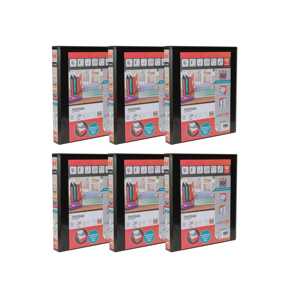 image 1 of Elba Panorama A4 Presentation Binder 25mm 4 D Ring Black Pack of 6 400008414