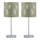 image 1 of Set of 2 Chrome Stick Table Lamps with Sage Green Fern Shades Chrome | Green