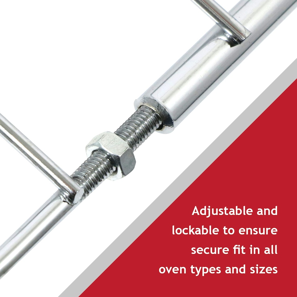 image 1 of SPARES2GO Large Oven Shelf Adjustable Width No Gaps CAPLE Extendable Lock Grill 590mm