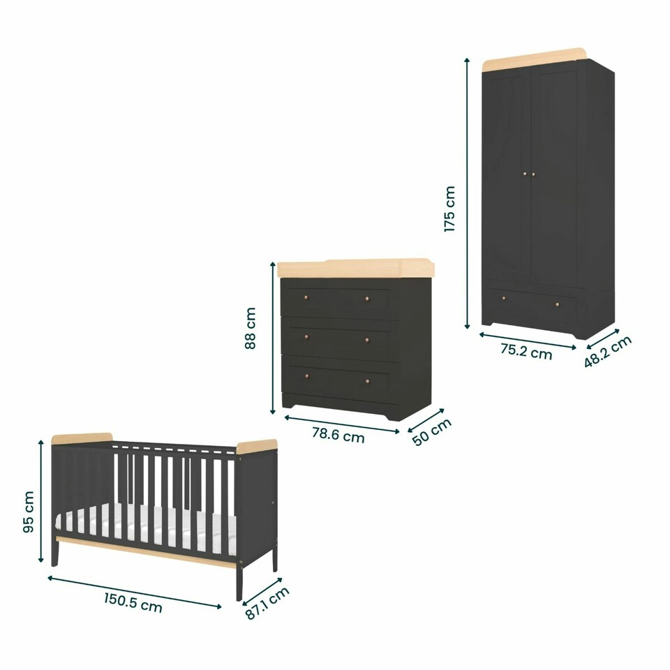 image 1 of Tutti Bambini Rio 3pc Room Set - Slate/Oak